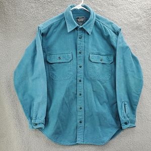 Vintage Woolrich Button Up Shirt Heavy Flannel Long Sleeve Blue Mens Sz Medium